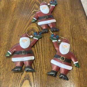 Festive Metal Santa Ornaments (3)